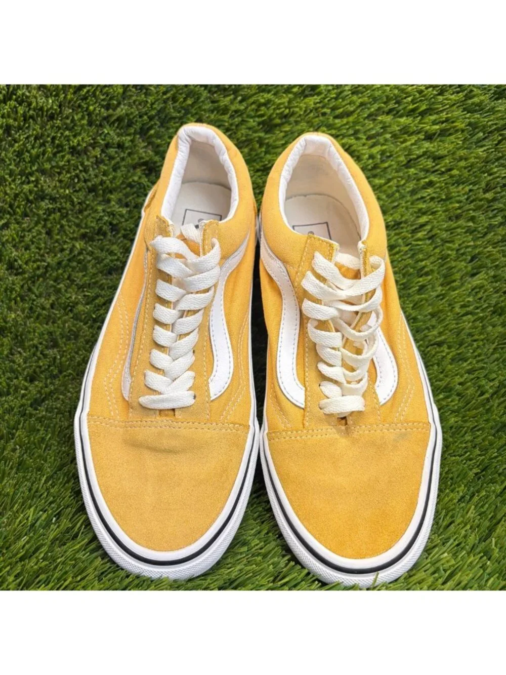 Vans Old Skool Low Womens Size 8 Yellow White Athletic Skate Shoes Sneakers